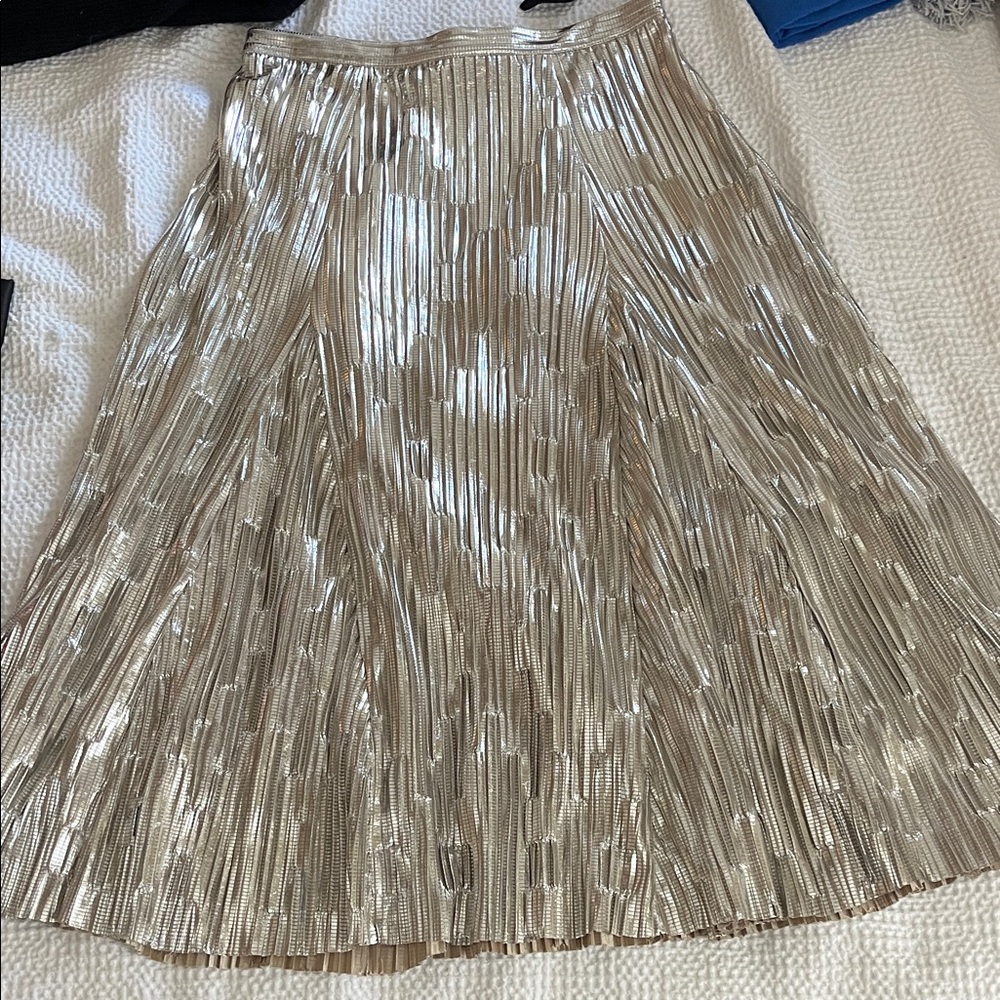 Anthropologie Metallic Pleated Skirt